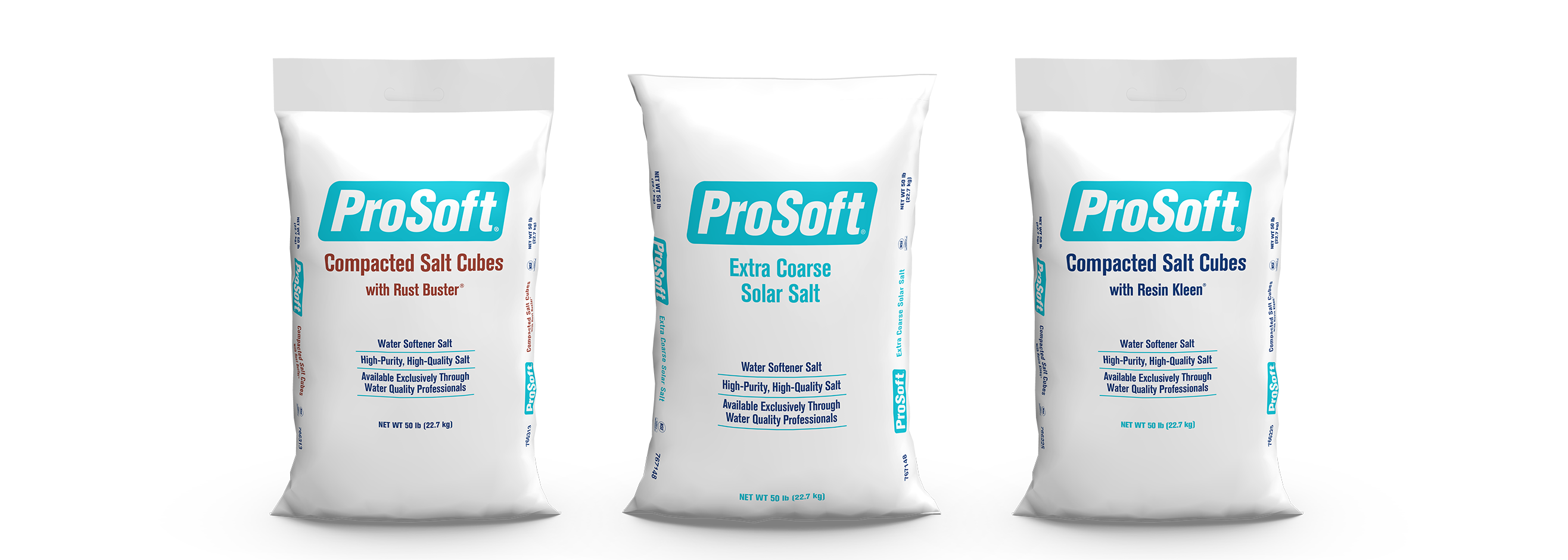 Three bags of ProSoft water softener salt.